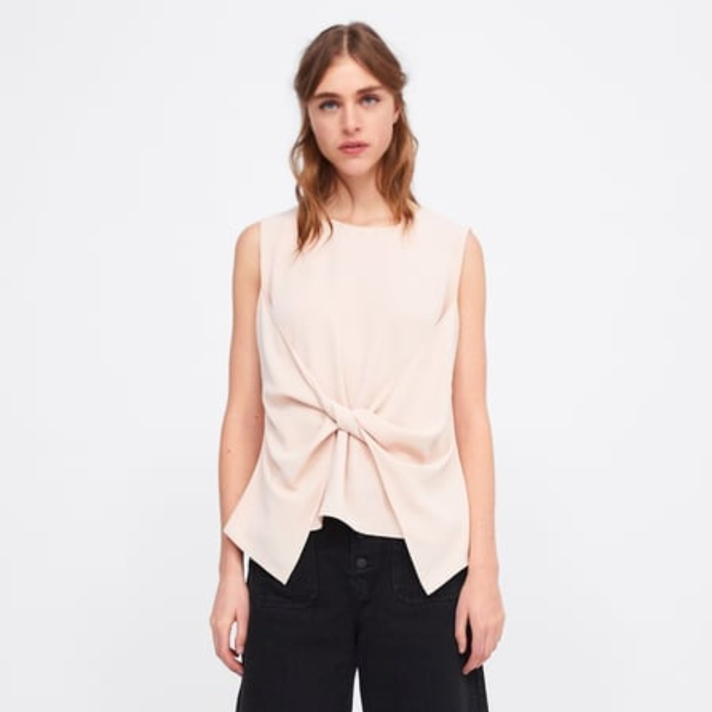ZARA- PINK KNOT FRONT BLOUSE